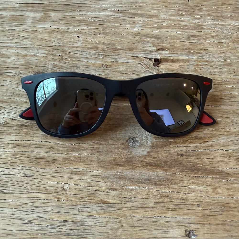 Ray-Ban Scuderia Ferrari Black and Red Sunglasses RB 4195-MF polarized